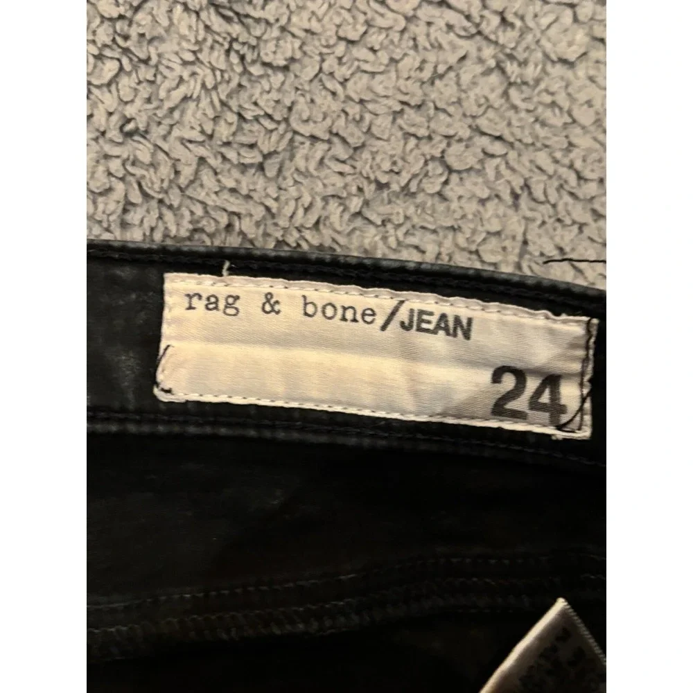 Rag & Bone Jeans Womens 24 Black Legging Jegging Skinny Stonewash Faux Pockets